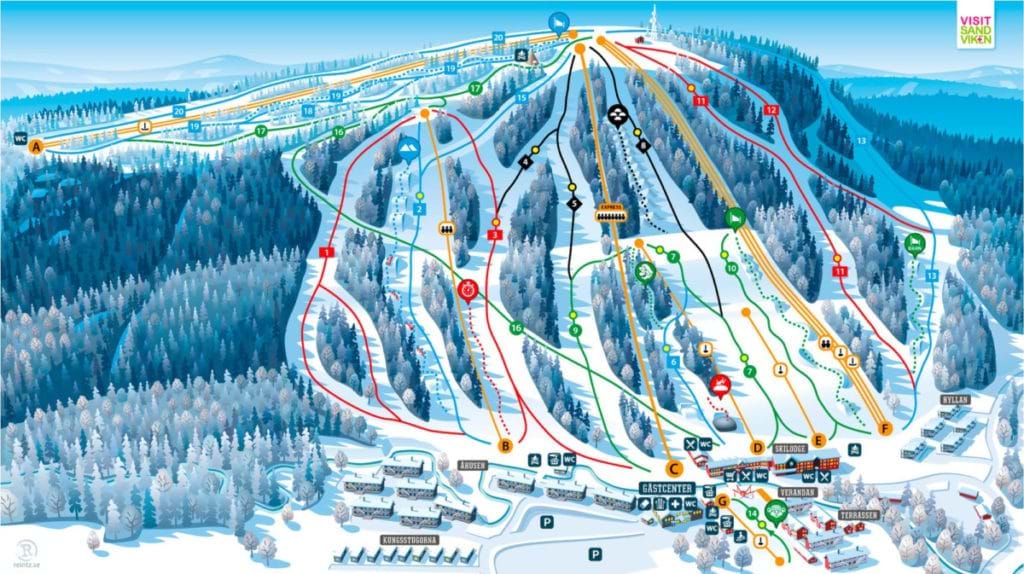 Liftkarta över kungsberget