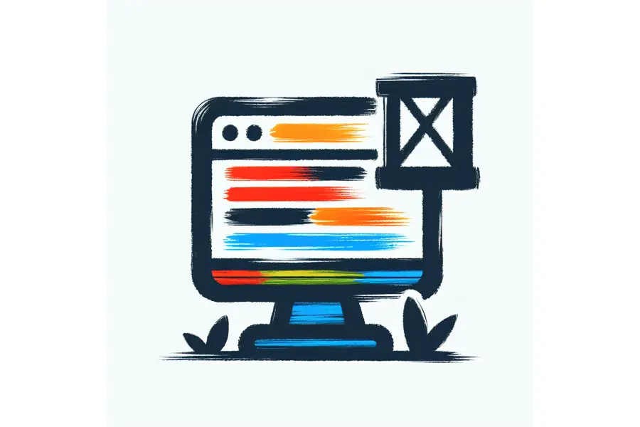 En datorskärm med en webbsida som håller på att byggas